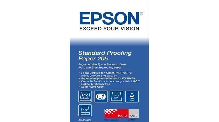 Epson Standard Proofing Paper 96cm x 50m, 205 g/m², Certificazione Fogra 39