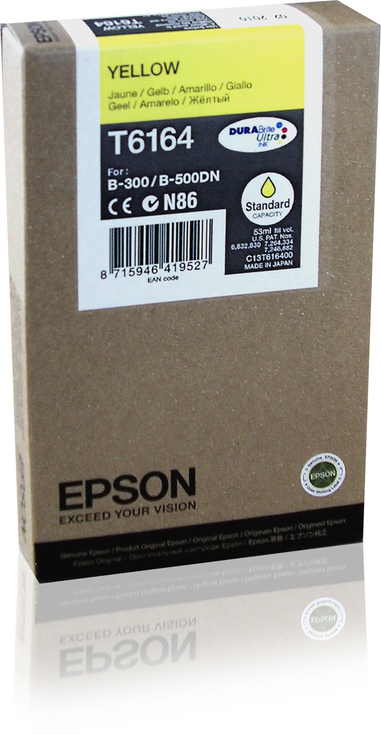 Epson Cartuccia d'Inchiostro Giallo C13T616400 T6164 - 53ml, Inchiostro a Base di Pigmento, ~3500 Pagine
