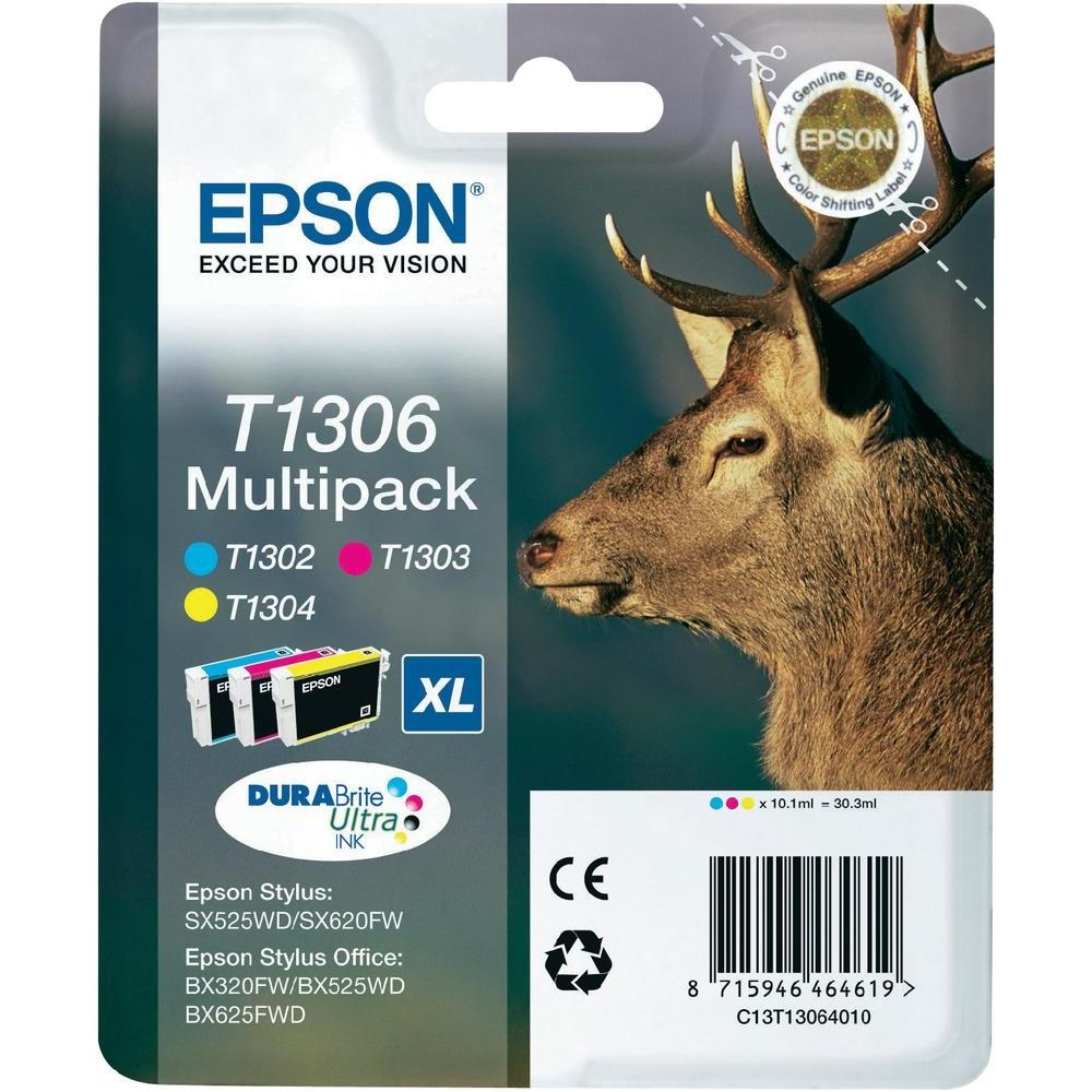 Epson Stag Multipack 3 colori Ciano, Magenta, Giallo - Inchiostro a base di pigmento, Resa Elevata (XL), 10,1 ml per colore