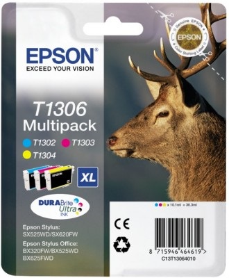 Epson Stag Multipack 3 colori Ciano, Magenta, Giallo - Inchiostro a base di pigmento, Resa Elevata (XL), 10,1 ml per colore