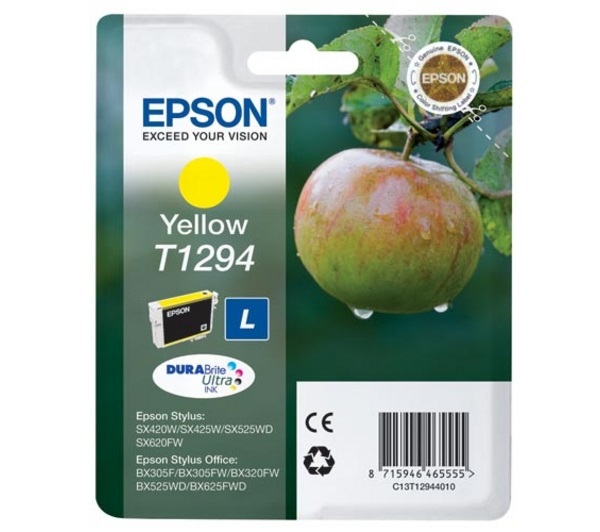Epson Cartuccia d'Inchiostro Giallo C13T12944012 - 7ml, circa 470 pagine, Inchiostro a base di pigmento