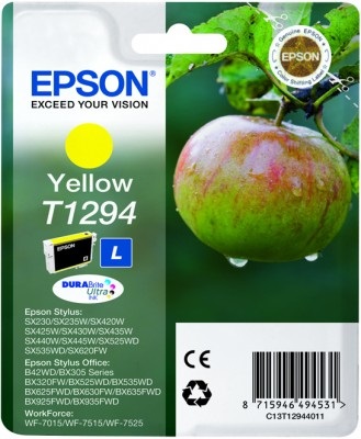 Epson Cartuccia d'Inchiostro Giallo C13T12944012 - 7ml, circa 470 pagine, Inchiostro a base di pigmento