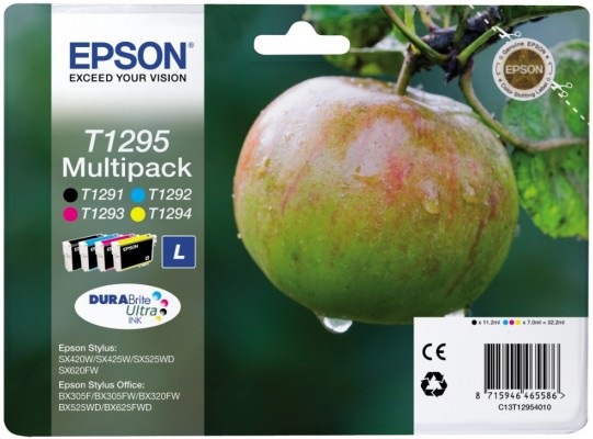 Epson C13T12954012 Multipack 4 Colori Originale - Nero, Ciano, Magenta, Giallo - 11,2 ml 3x7 ml