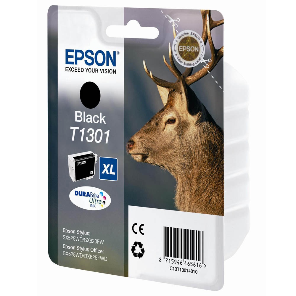 Epson T1301 XL Cartuccia d'Inchiostro Nero - 25,4 ml, circa 945 pagine, compatibile con Stylus e Office
