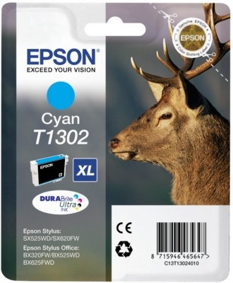 Epson Cartuccia d'Inchiostro Ciano T1302 XL - 10,1 ml, Resa Fino a 765 Pagine, Compatibile con Stylus SX525WD, SX535WD, SX620FW e Altri Modelli