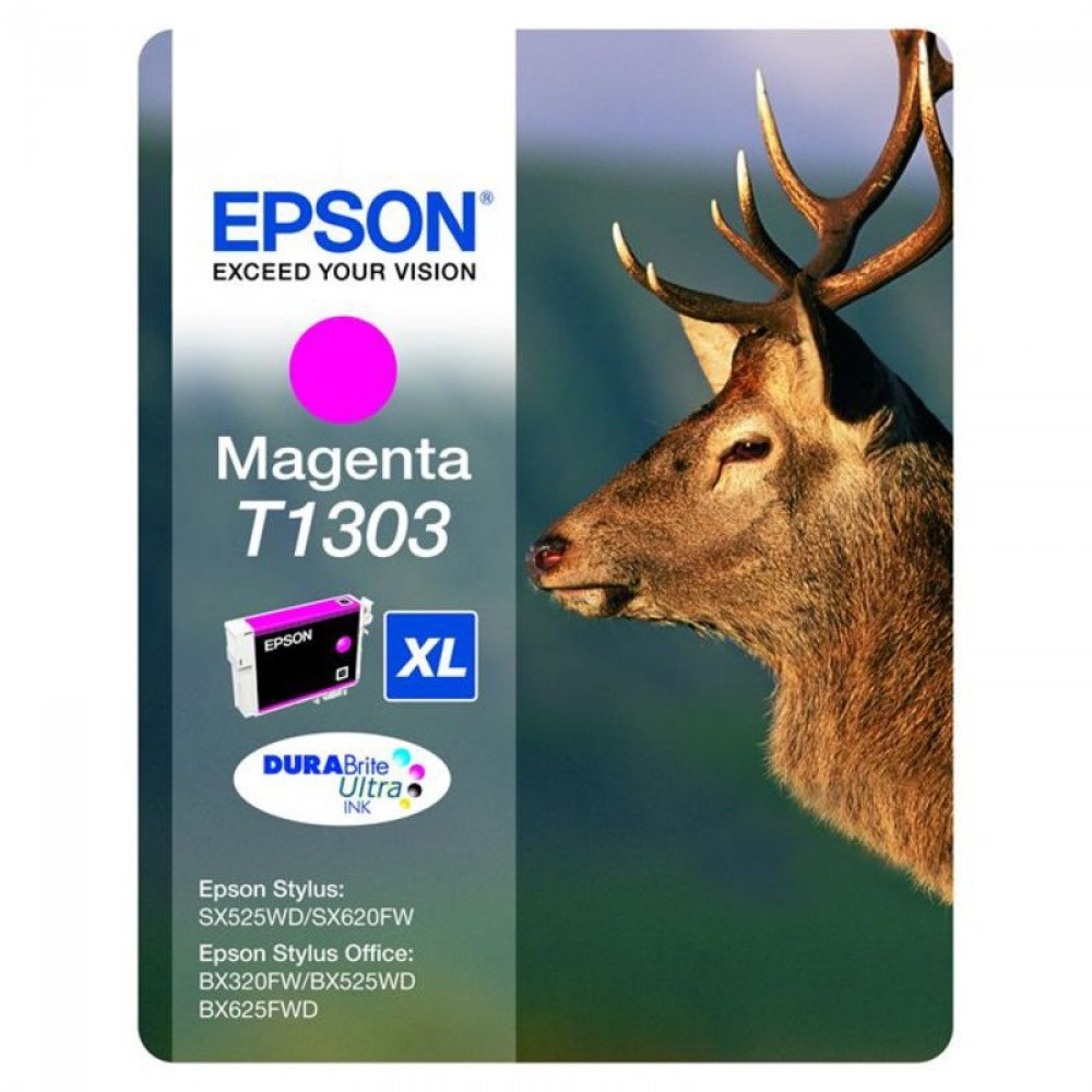 Epson Cartuccia d'Inchiostro Magenta C13T13034010 T1303 XL - 10,1 ml, ~755 Pagine, Compatibile con Stylus e Office