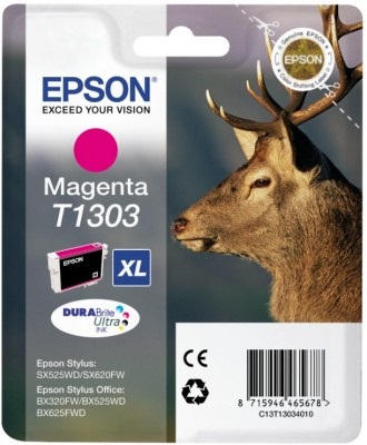 Epson Cartuccia d'Inchiostro Magenta C13T13034010 T1303 XL - 10,1 ml, ~755 Pagine, Compatibile con Stylus e Office