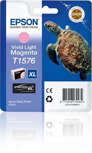 Epson T1576 Cartuccia Vivid Magenta Chiaro XL - 25,9 ml, Inchiostro a base di pigmento, Resa 2300 pagine