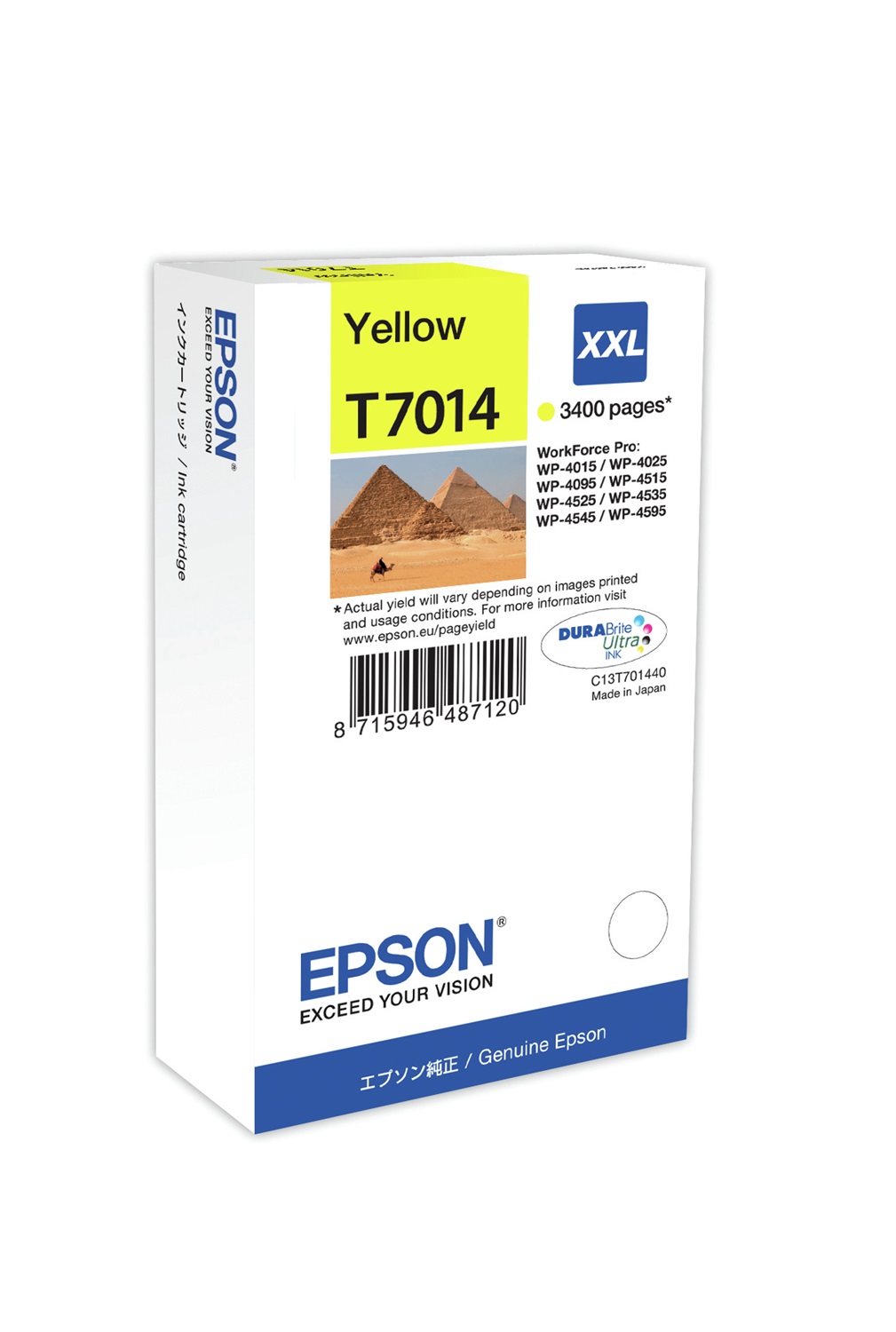 Epson Cartuccia d'Inchiostro Giallo Durabrite Ultra XXL C13T70144010 - 34,2ml - Fino a 3400 Pagine