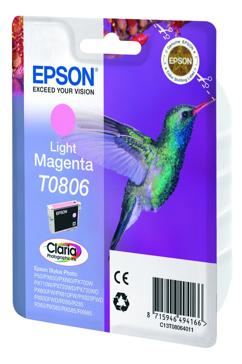 Epson Cartuccia Magenta Chiaro T0806 Claria - 7,4 ml - Compatibile con Stylus Photo R265, R360, P50, PX650, PX660 e altri