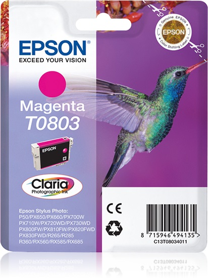 Epson Hummingbird Cartuccia Magenta C13T08034021 - Inchiostro a base di pigmento [7,4ML] per Stampanti Stylus Photo