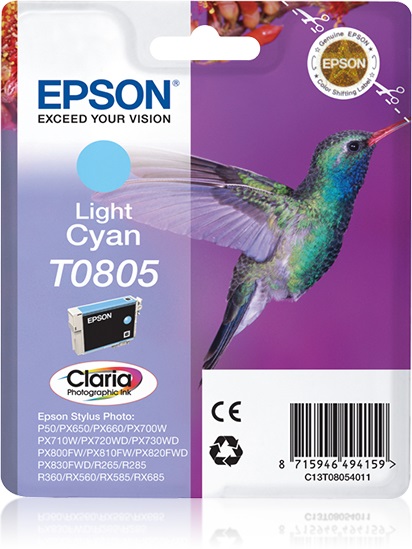 Epson C13T08054021 Cartuccia Inchiostro Ciano Chiaro 7,4 ml - Compatibile con Stylus Photo