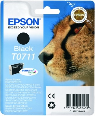 Epson Cartuccia d'Inchiostro Nero C13T07114012 T0711 - Resa Standard, Inchiostro a Base di Pigmento, 7,4 ml, ~245 Pagine