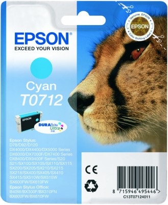 Epson Cheetah Cartuccia d'Inchiostro Ciano C13T07124012 - 5,5ml, circa 345 pagine, compatibile con vari modelli Epson