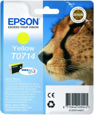 Epson Cartuccia d'Inchiostro Giallo C13T07144012 T0714 - 5,5ml, Inchiostro a Base di Pigmento, Resa Fino a 415 Pagine