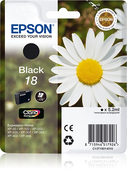 Epson Cartuccia Inchiostro Nero C13T18014020 per Stampanti Expression Home