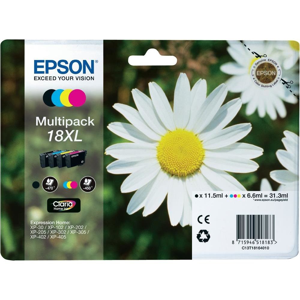 Epson Daisy Multipack 18XL - 4 Cartucce Inchiostro Claria Home (Nero, Ciano, Magenta, Giallo) - Resa Elevata