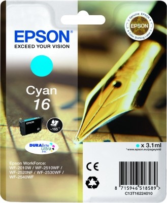 Epson Cartuccia d'Inchiostro Ciano C13T16224012 - 3,1 ml, Resa di 165 Pagine, Compatibile con WorkForce