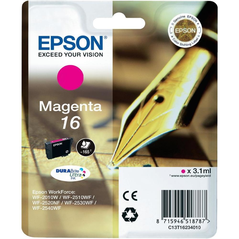 Epson Cartuccia inchiostro Magenta C13T16234020 per stampanti WorkForce 16 - Capacità 3,1 ml, Produzione 165 pagine