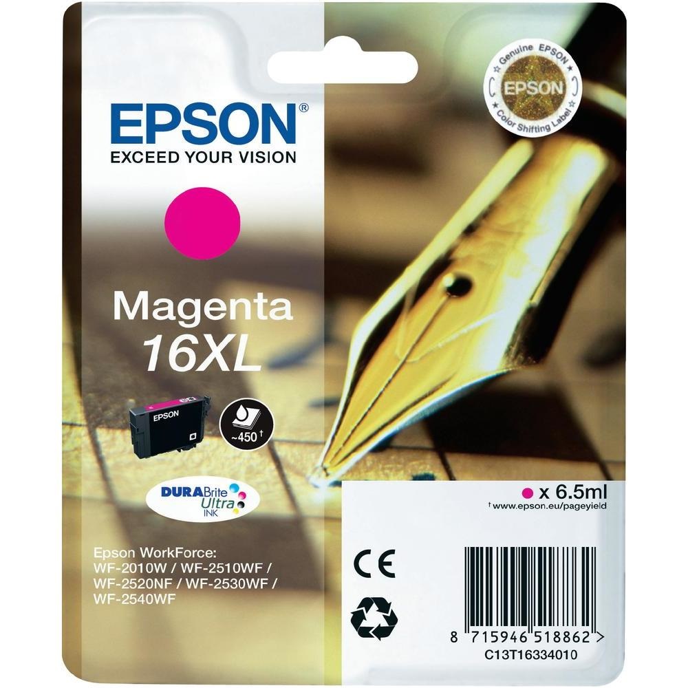 Epson Cartuccia Magenta Originale C13T16334020 XL per Workforce WF-2010W, WF-2510WF, WF-2520NF, WF-2530WF - Capacità 6,5 ml, Produzione 450 pagine