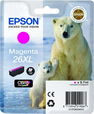 Epson Cartuccia d'Inchiostro Magenta XL C13T26334012 - 9.7 ml, Resa fino a 700 Pagine, Compatibile con Modelli Expression Premium