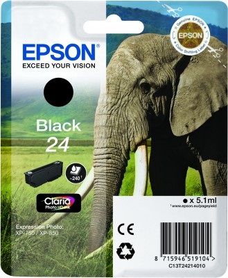Epson Cartuccia d'Inchiostro Nero Claria Photo HD C13T24214012 - Resa 240 Pagine, 5.1ml, Compatibile con XP-750, XP-850, XP-950, XP-760, XP-860, XP-55, XP-960, XP-970