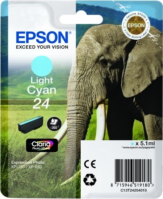 Epson C13T24254012 Cartuccia d'Inchiostro Ciano Chiaro - 5,1 ml, Resa di circa 360 Pagine, Compatibile con Epson Expression Photo
