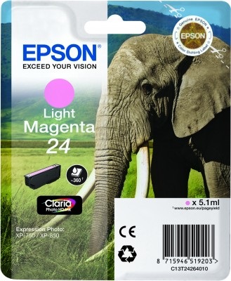 Epson Cartuccia d'Inchiostro Magenta Chiara C13T24264012 - 5,1 ml, Resa 360 Pagine, Compatibile con XP-55, XP-750, XP-760, XP-850, XP-860, XP-950, XP-960