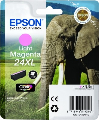 Epson Cartuccia d'Inchiostro Magenta Chiaro C13T24364012 XL - 740 Pagine, 9,8 ml, Inchiostro a Base di Pigmento