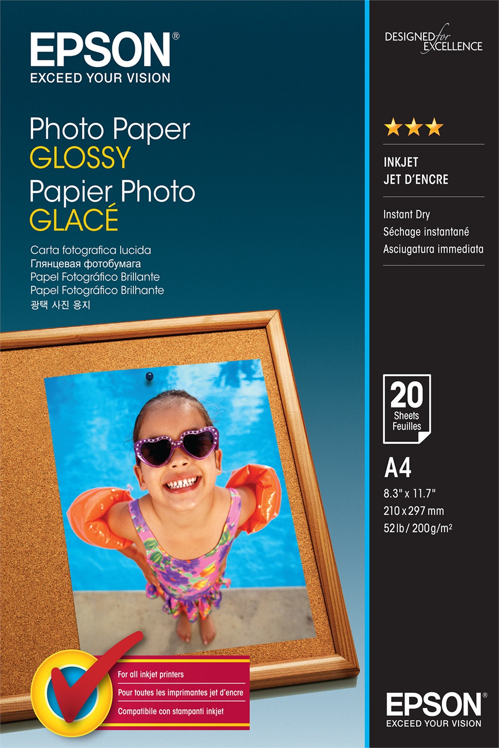 Epson Photo Paper Glossy - A4 - 20 Fogli - Lucida, 200 g/m², Bianco