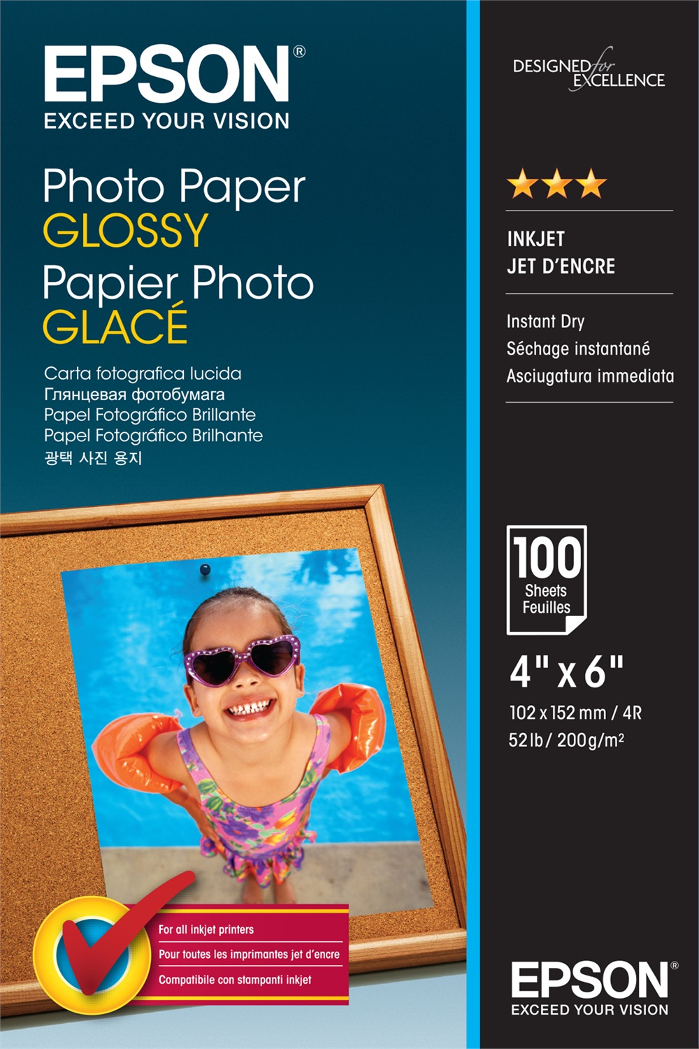 Epson Photo Paper Glossy - 10x15cm - 100 Fogli, Lucida, 200 g/m²