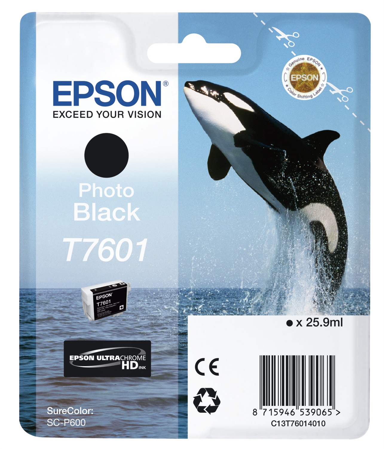 Epson T7601 Cartuccia d'Inchiostro Nero Fotografico UltraChrome HD - 25,9 ml per SureColor SC-P600
