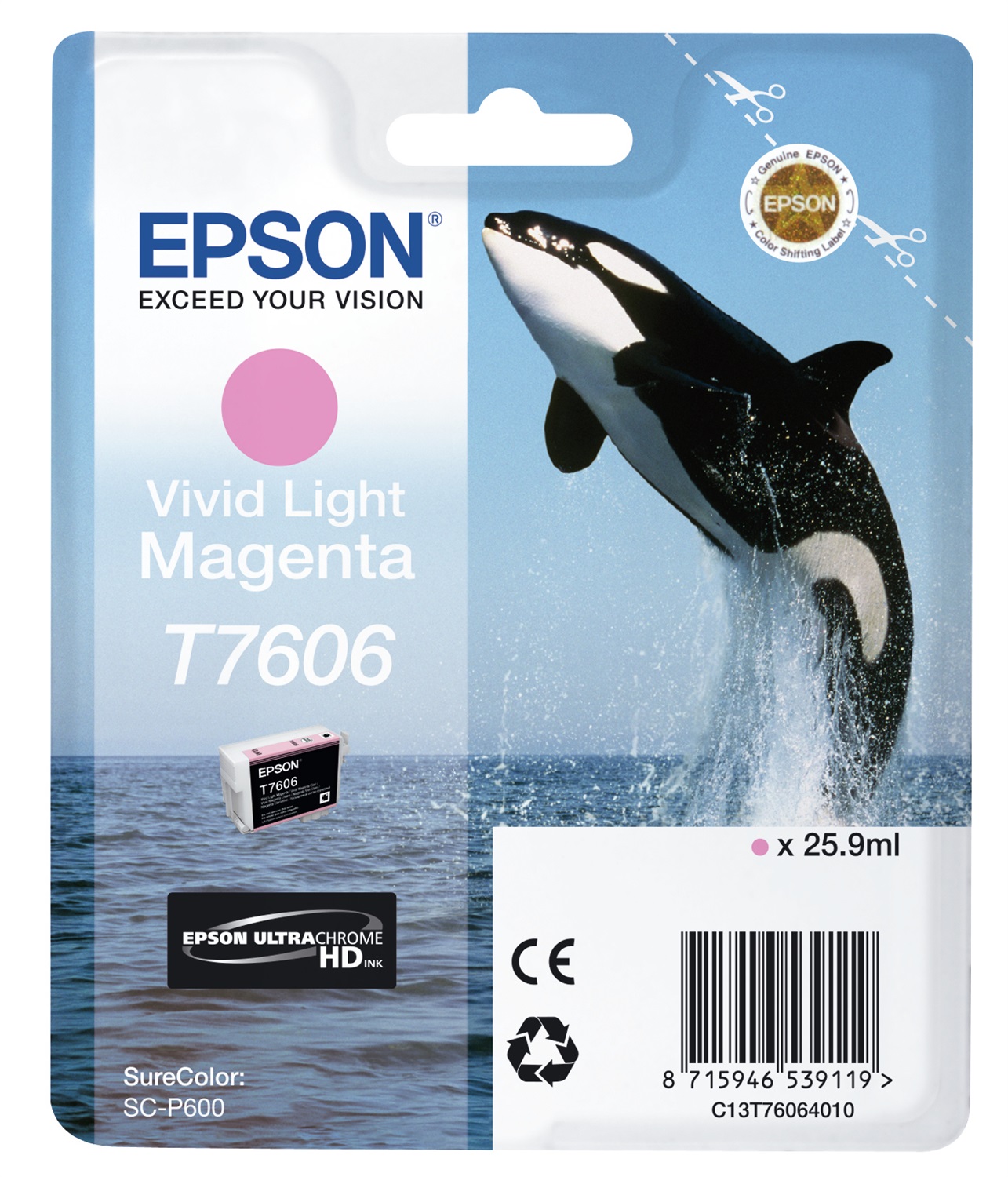 Epson T7606 Cartuccia Inkjet Vivid Magenta Chiaro 25,9 ml per SureColor SC-P600 - UltraChrome HD