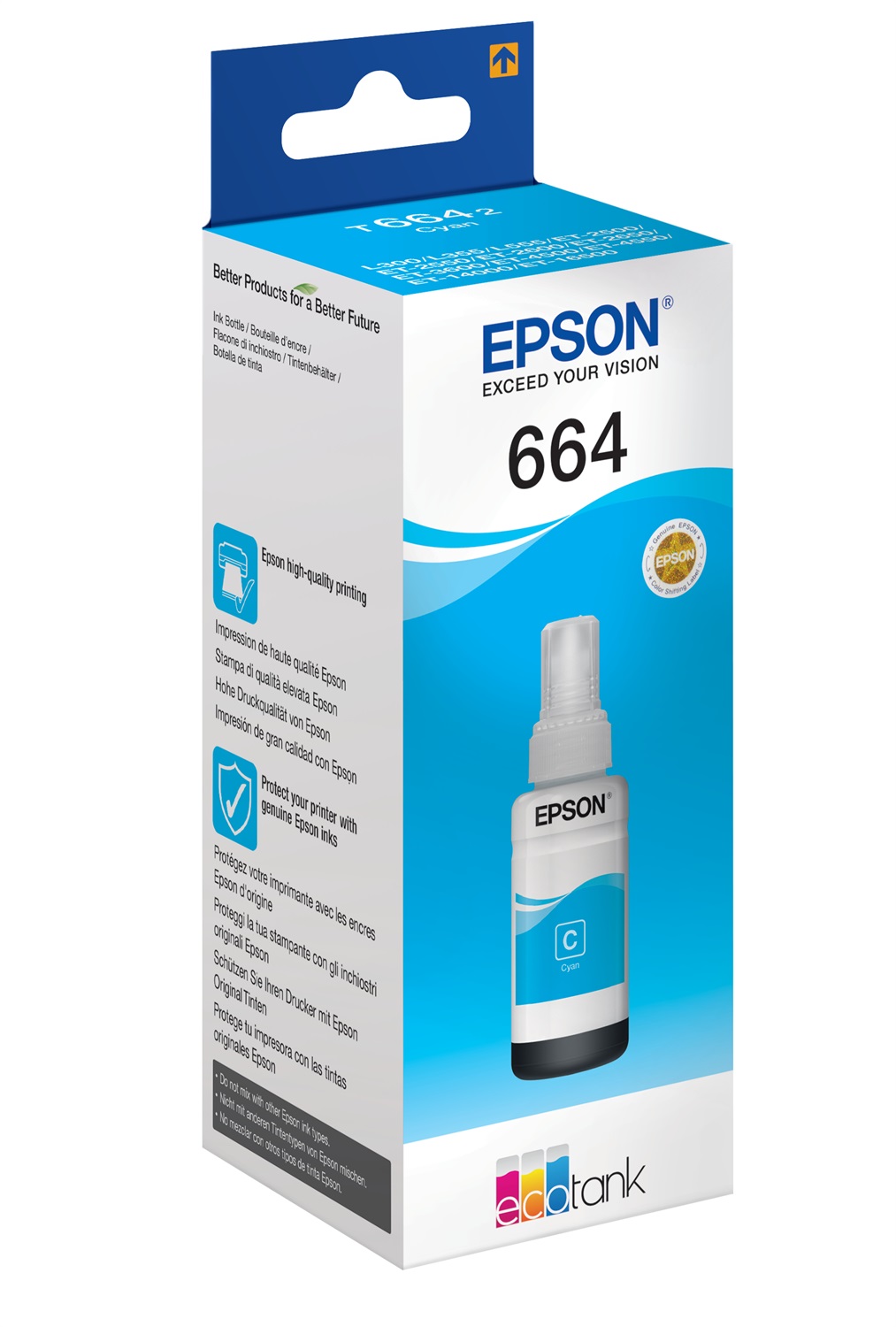 Epson Flacone Inchiostro Ciano T6642 - 70 ml, Compatibile con EcoTank L555, L355, ET-4550, ET-4500, ET-3600 e altri
