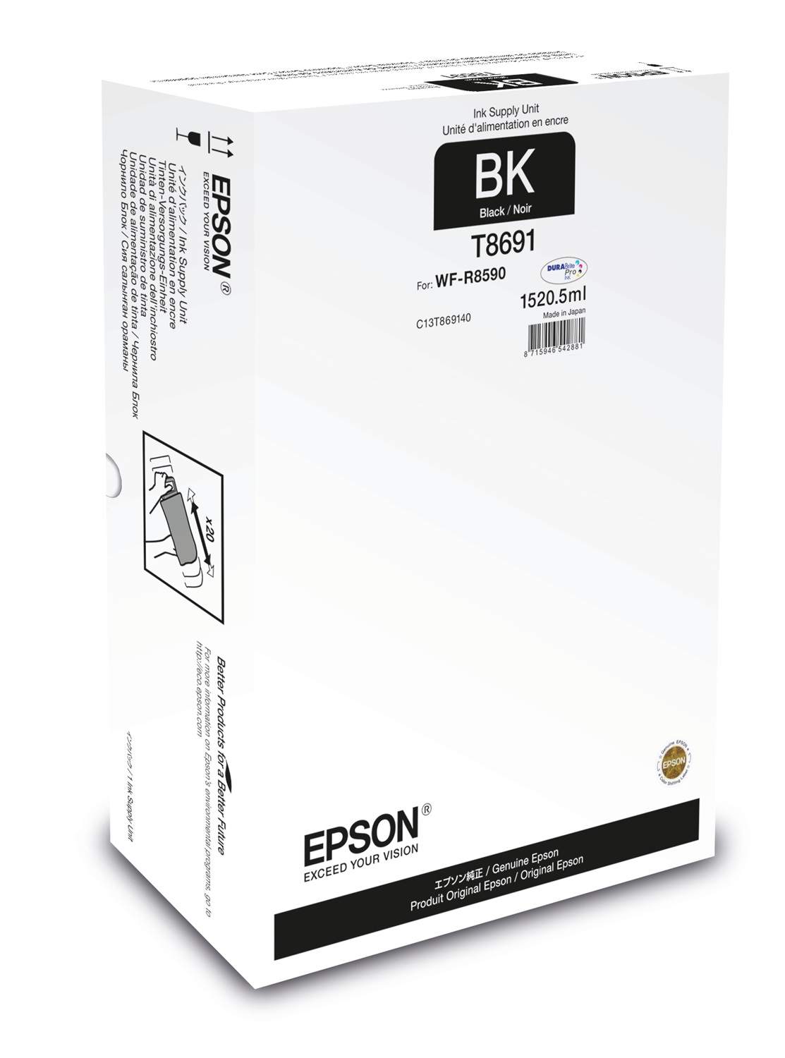 Epson T8691 Cartuccia d'Inchiostro Originale Nero XXL 1520,5ml per WorkForce Pro WF-R8590