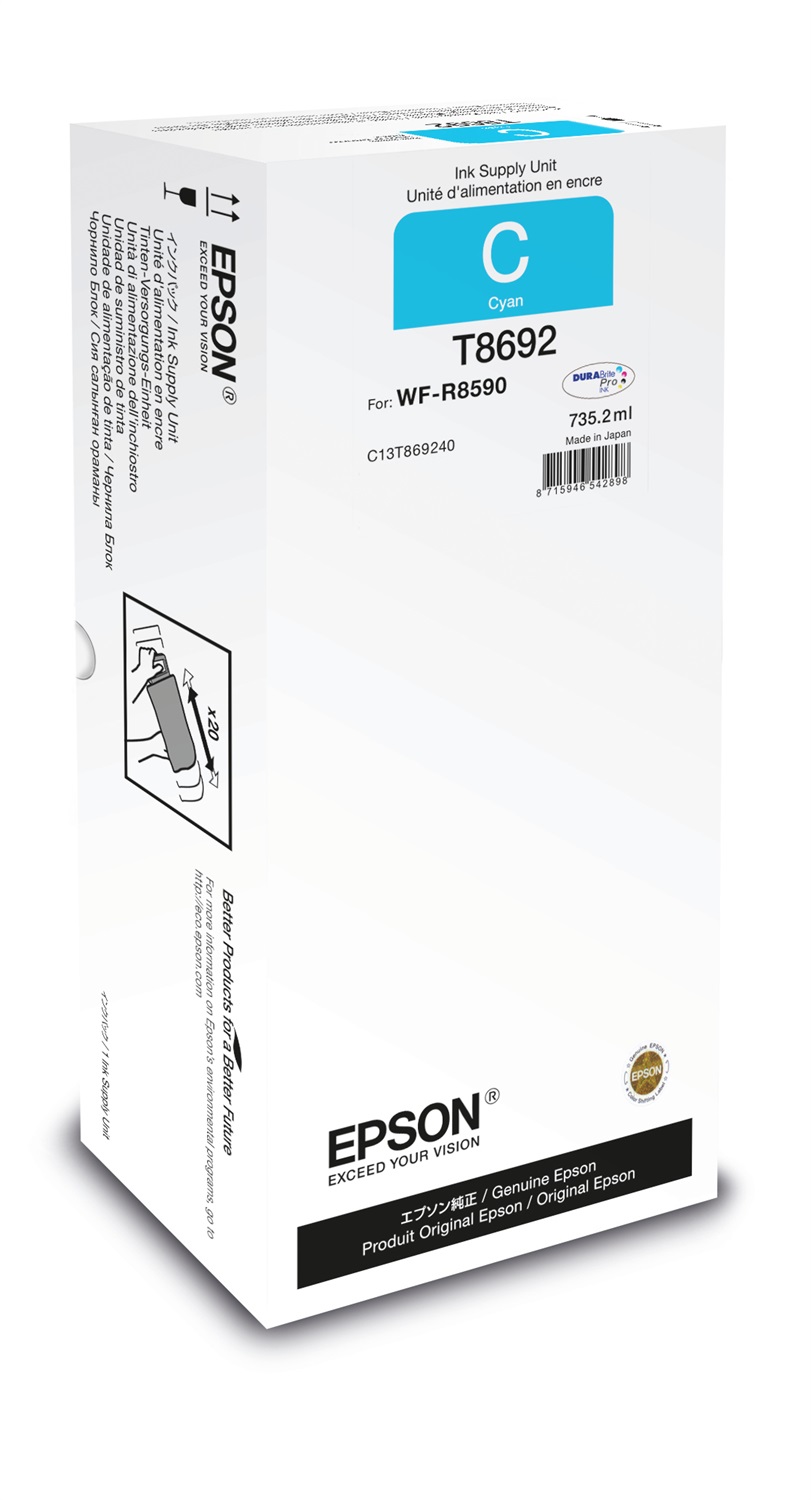 Epson T8692 Cartuccia d'Inchiostro Ciano XXL per WorkForce Pro WF-R8590 - 735.2ml, 75.000 Pagine