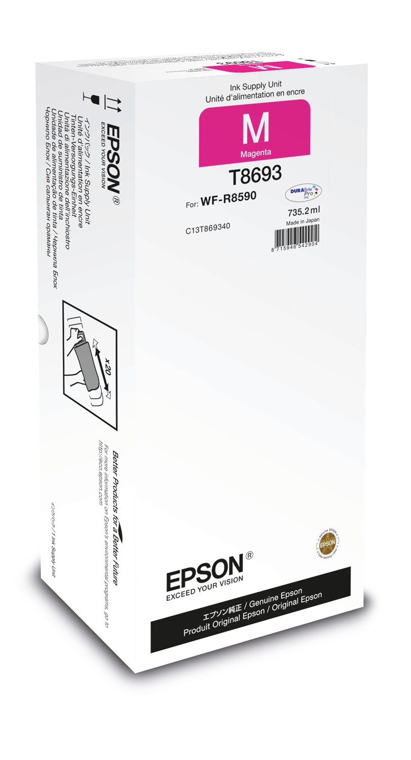 Epson T8693 Cartuccia d'Inchiostro Magenta XXL Originale per WorkForce Pro WF-R8590 - C13T869340, 735.2ml, 75.000 Pagine