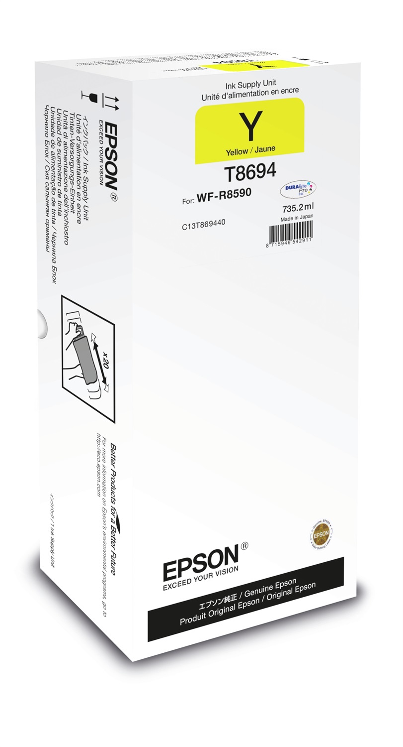 Epson T8694 Cartuccia d'Inchiostro Giallo XXL Originale per WorkForce Pro WF-R8590 - C13T869440, 735.2ml, 75.000 pagine