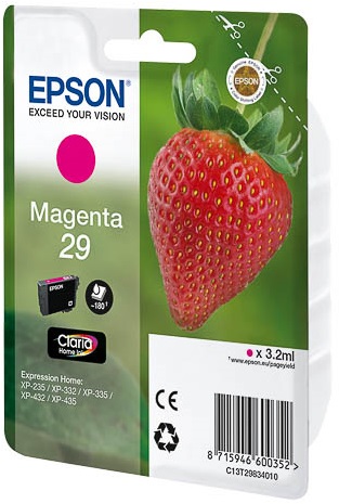 Epson Strawberry 29 M Cartuccia d'Inchiostro Originale Magenta - Resa Standard, 3,2 ml, Fino a 180 Pagine