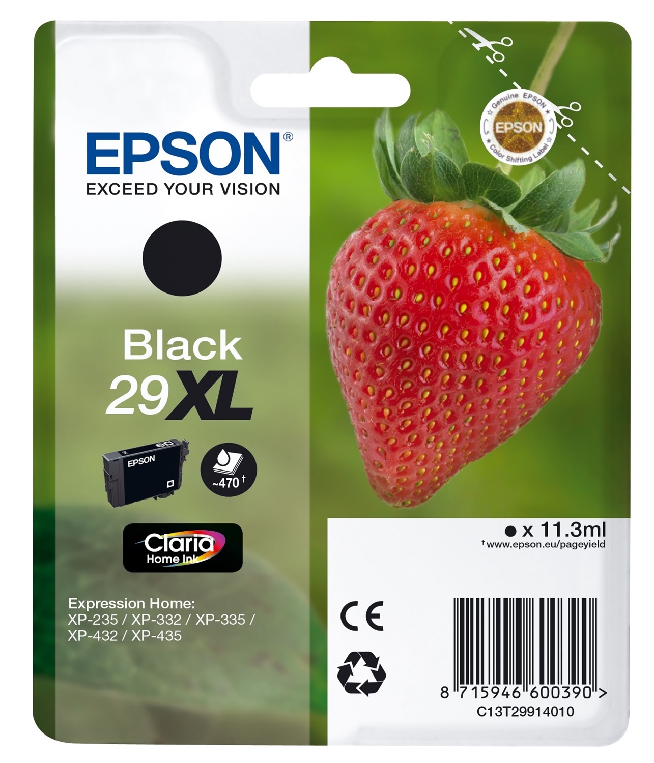 Epson 29XL Cartuccia d'Inchiostro Nero Originale Claria Home - Resa Elevata per Stampanti XP-235/332/335/345/432/435/442/445