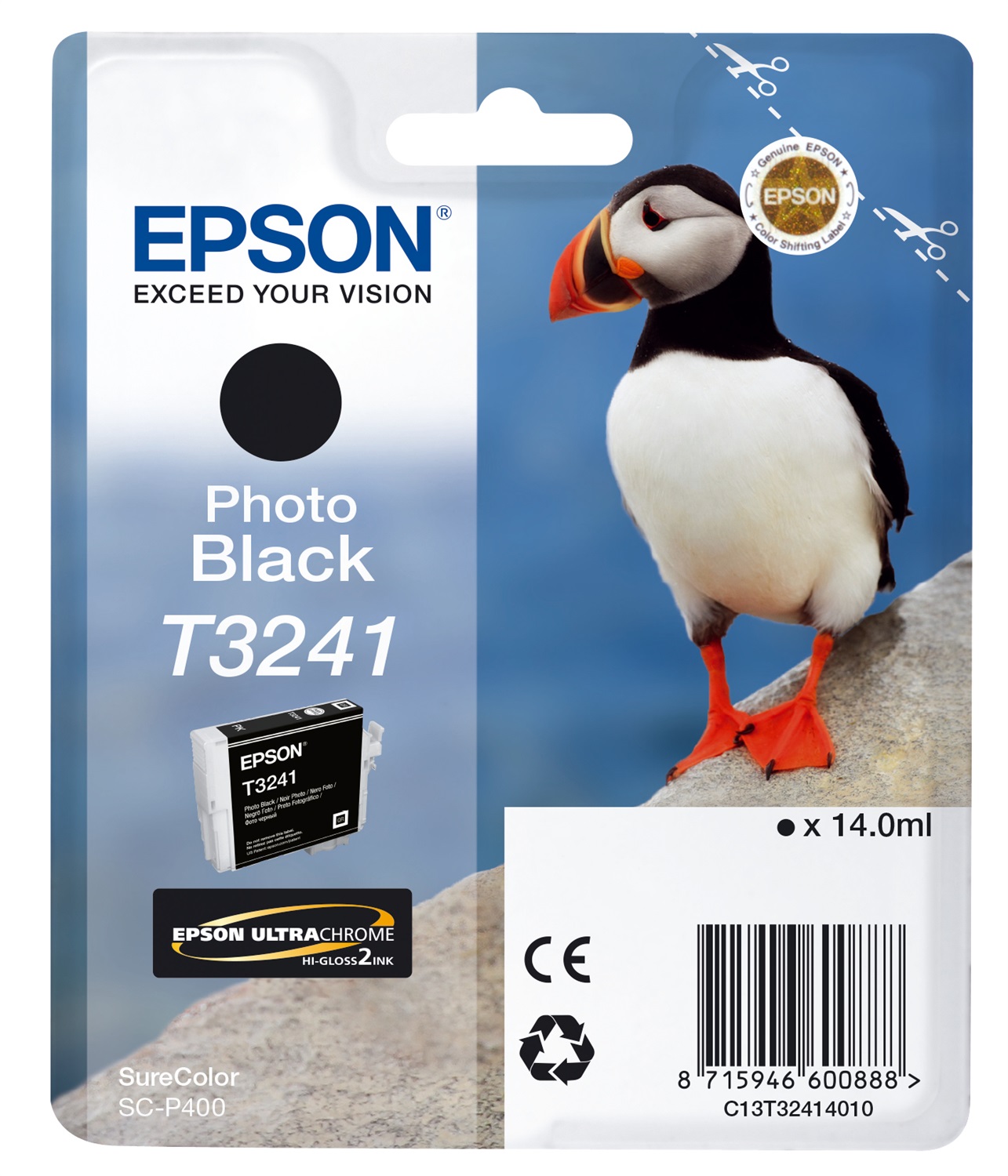 Epson T3241 Cartuccia d'Inchiostro Nero per Foto - 14 ml, 4200 Pagine, Compatibile con SureColor SC-P400