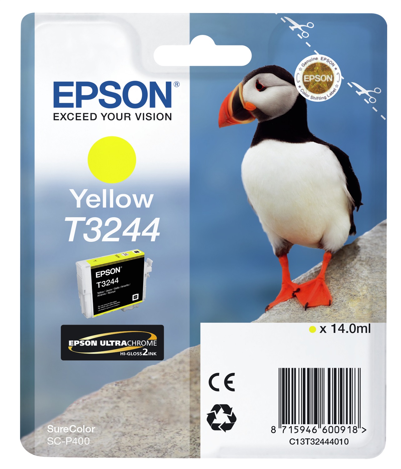 Epson T3244 Cartuccia d'Inchiostro Giallo Originale - C13T32444010 - 14ml - 980 Pagine