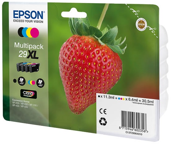 Epson Strawberry 29XL CMYK Cartuccia d'Inchiostro Originale Resa Elevata (XL) - 4 Colori: Nero, Ciano, Magenta, Giallo