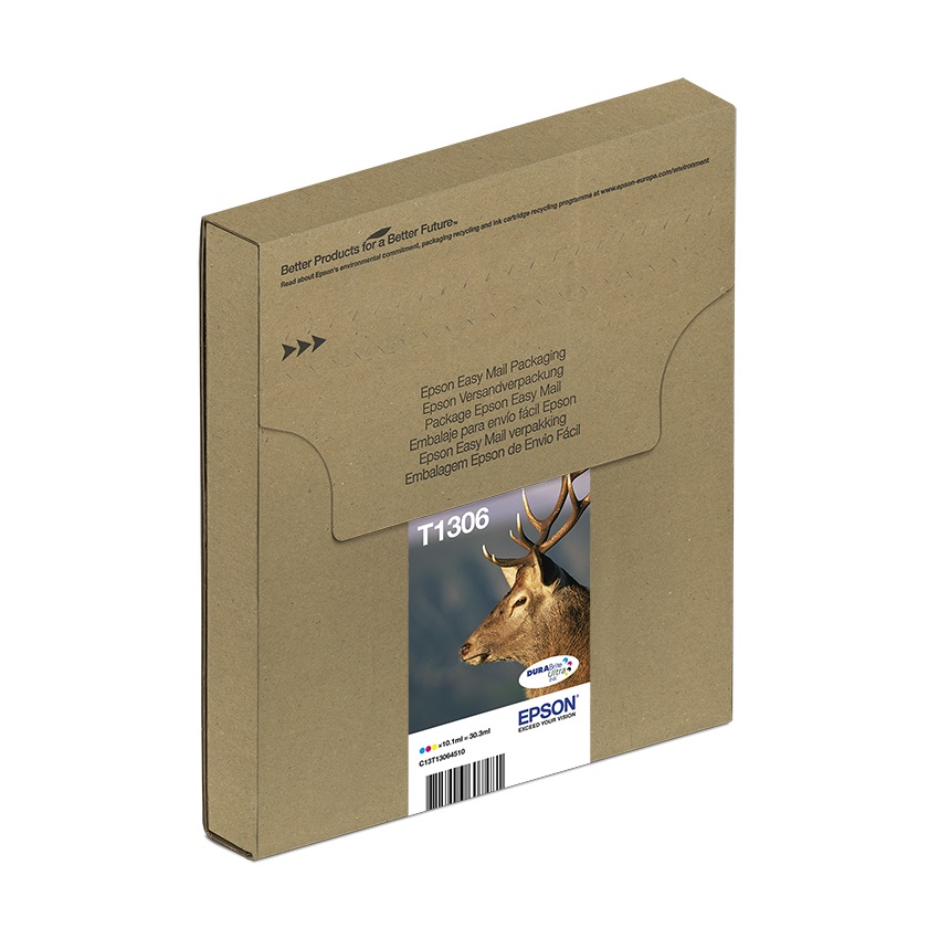 Epson T1306 Multipack 3 Colori DURABrite Ultra Ink - Resa Elevata (XL), Ciano, Magenta, Giallo, 10,1 ml, Confezione Easy Mail