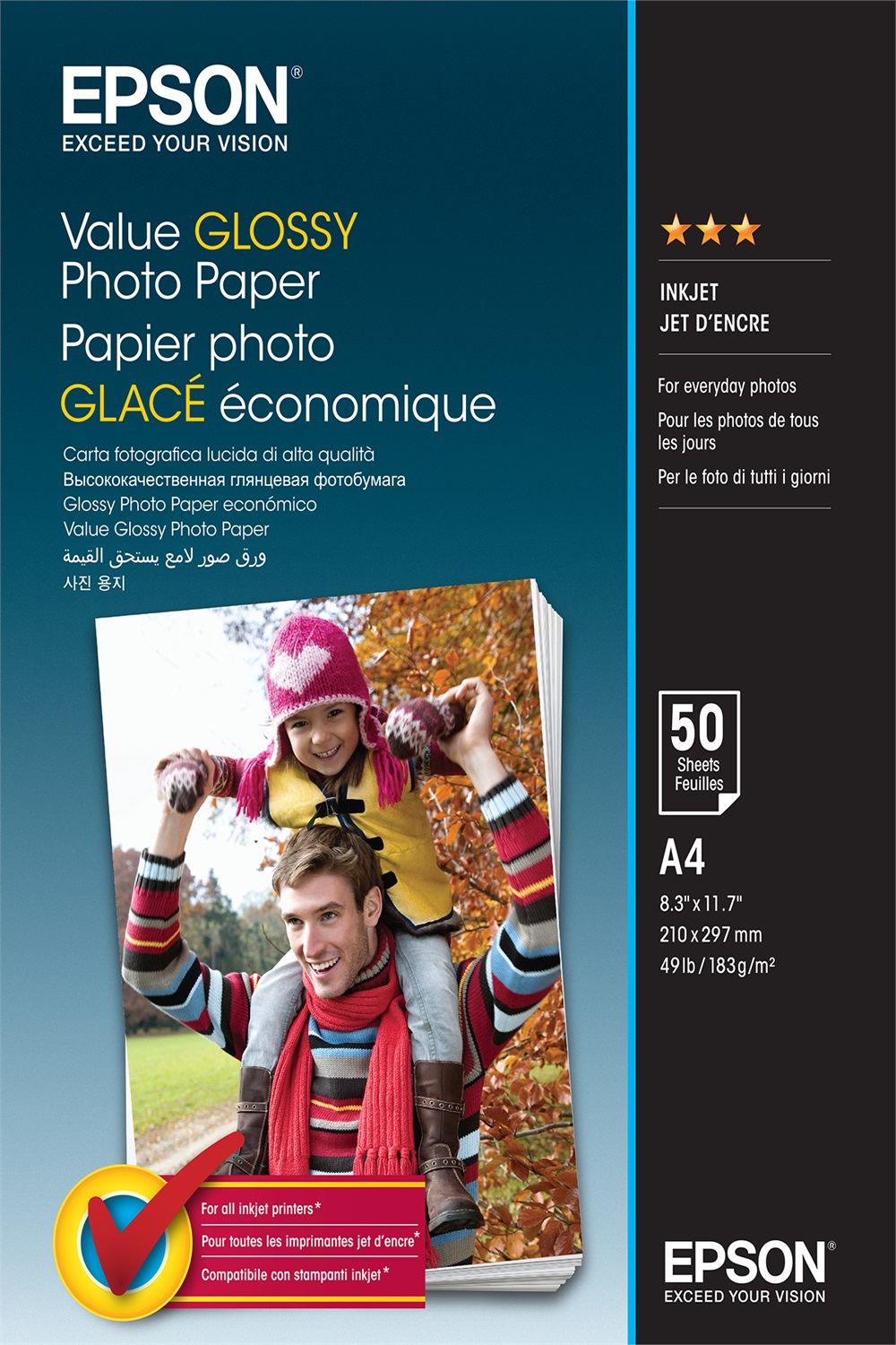 Epson Value Glossy Photo Paper - A4 - 50 Fogli - Carta Fotografica Lucida 183 g/m² per Stampanti a Getto d'Inchiostro