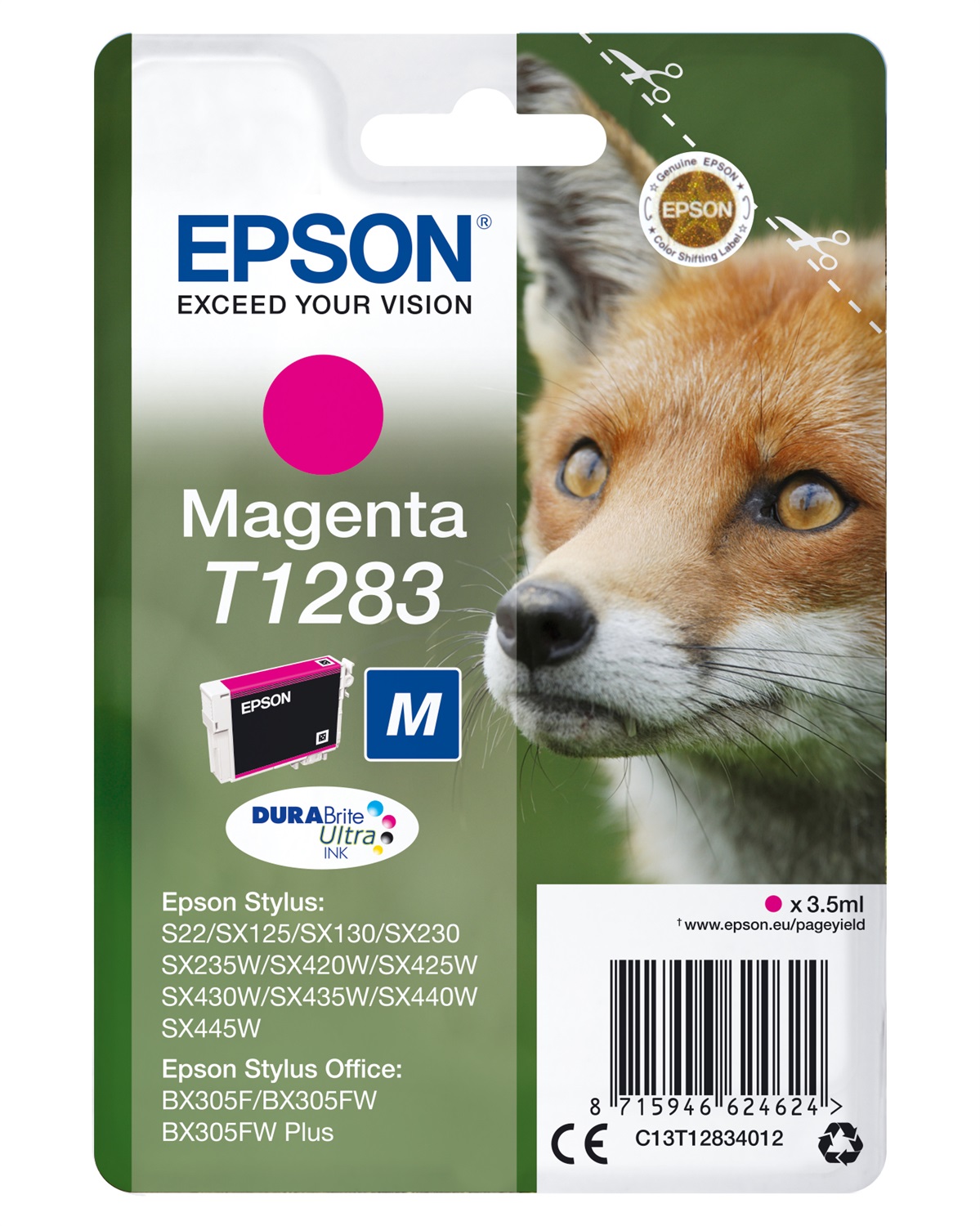 Epson T1283 Cartuccia Magenta DURABrite Ultra Ink - 3,5 ml - Compatibile con Stylus e Office