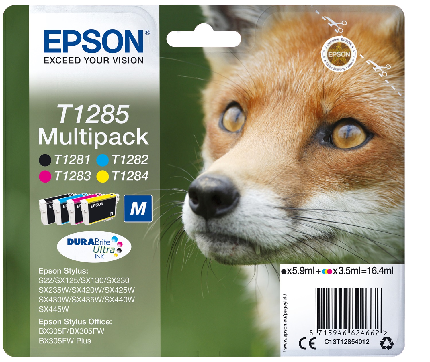 Epson T1285 Multipack 4 Colori - Nero, Ciano, Magenta, Giallo - Capacità 5,9 ml