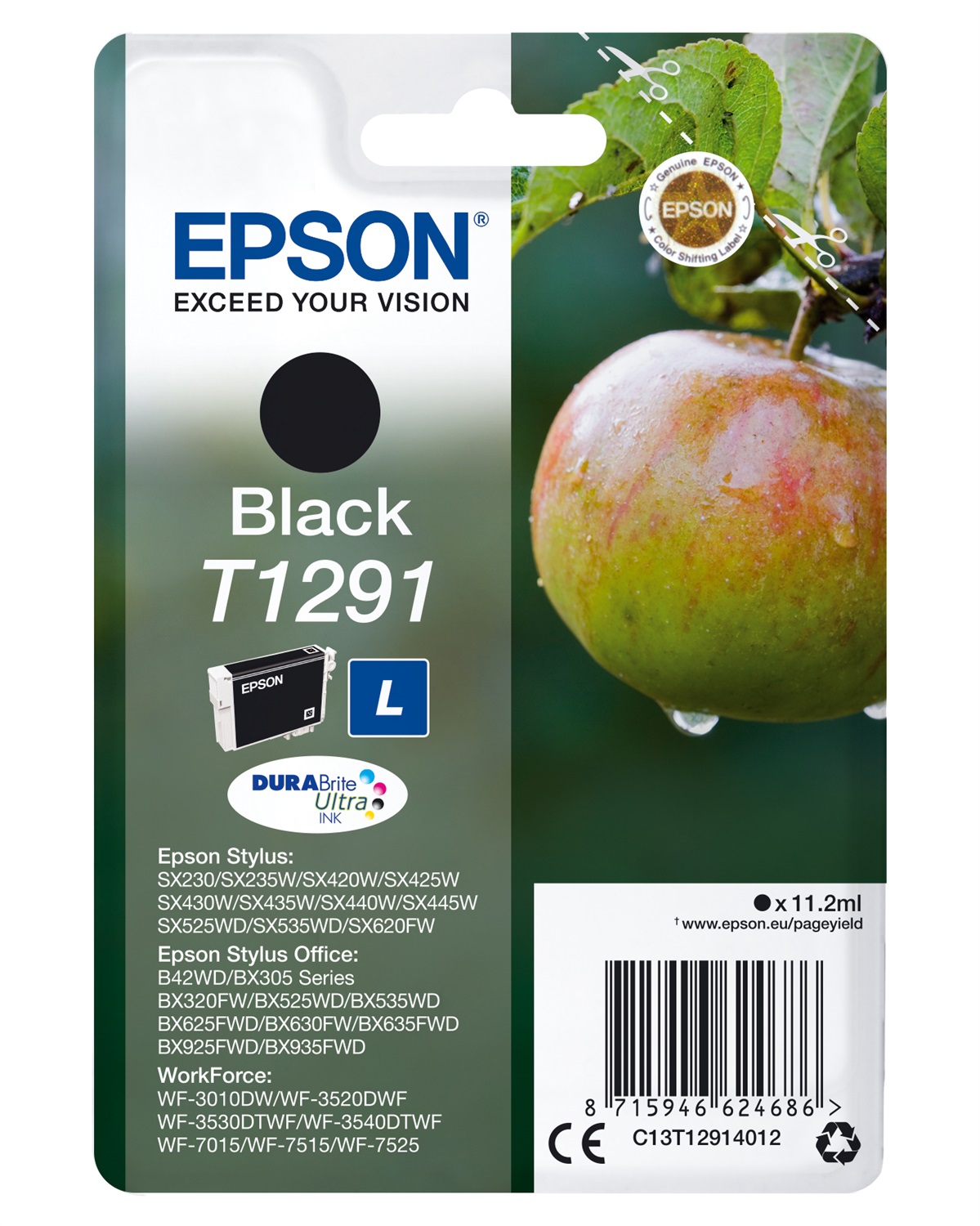 Epson Cartuccia Nero C13T12914022 - Inchiostro a base di pigmento, 11,2 ml, compatibile con diverse stampanti