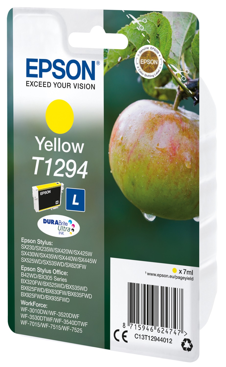 Epson Cartuccia Inkjet Giallo T1294 C13T12944012 - 7ml, Fino a 616 Pagine, Compatibile con Diverse Stampanti Epson