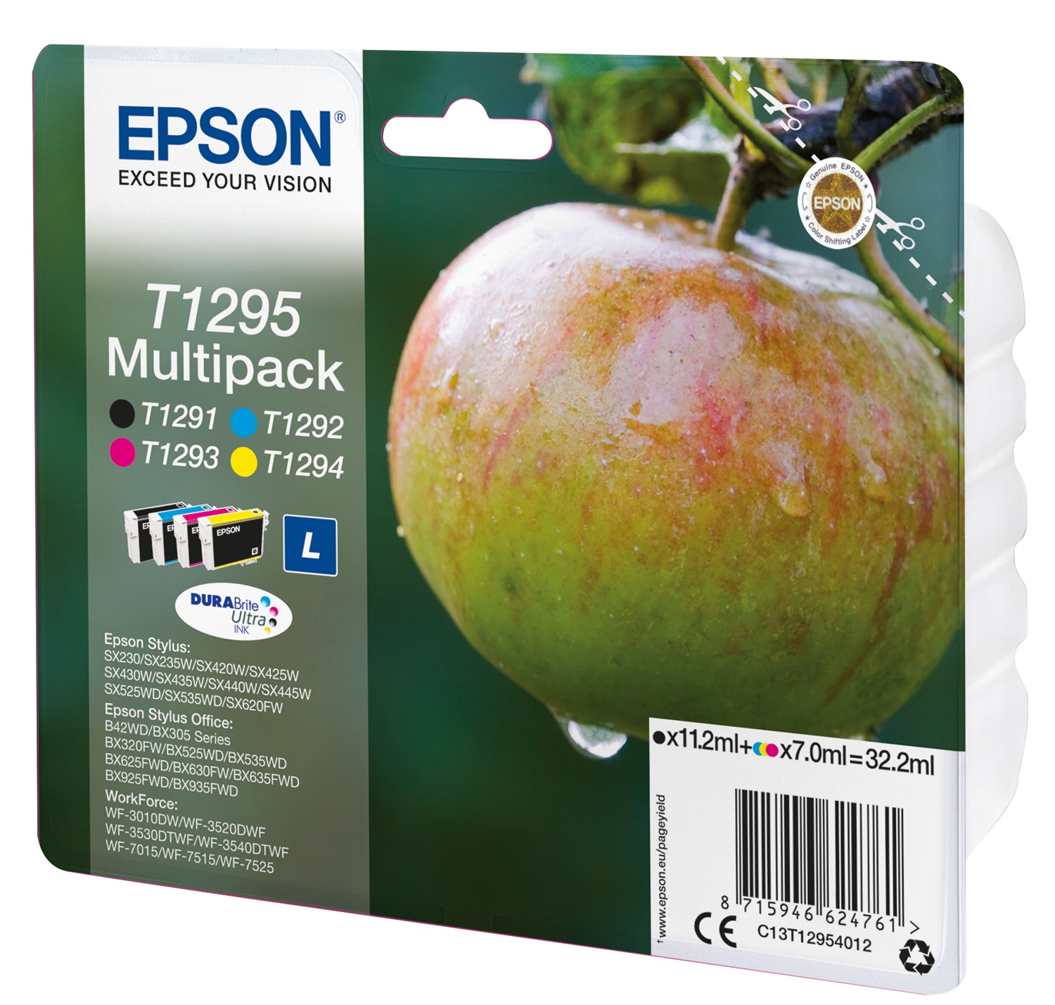 Epson T129 Multipack 4 Colori - Nero, Ciano, Magenta, Giallo - 11,2 ml e 7 ml - Tecnologia DURABrite Ultra